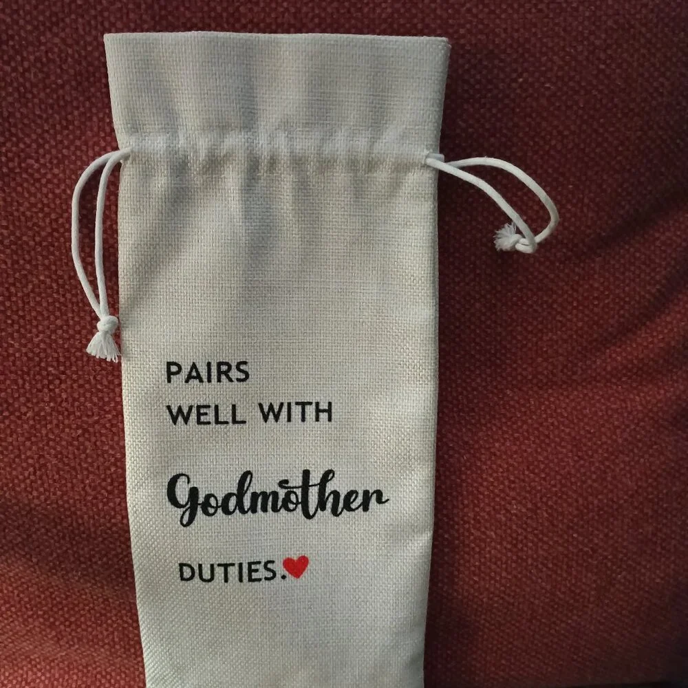 Burlap Wine Bag for Godmother